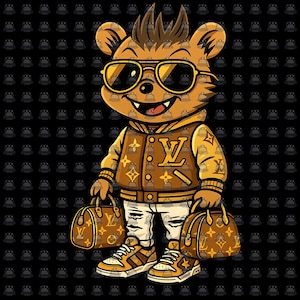Urban Designer-teddybeer, sweatshirtteddybeer, teddybeer met tas, hiphopdesign, hiphopdesign png, hiphop streetwear