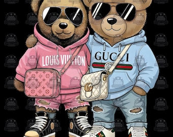 Luxury Designer Teddy Bear Teddies PNG: Urban Streetwear Art (Digital Download) - SVG - PDF Print