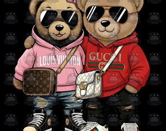 Luxury Designer Teddy Bear Teddies PNG: Urban Streetwear Art (Digital Download) - SVG - PDF Print