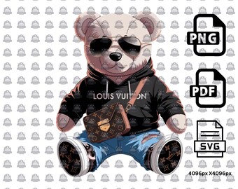 Luxury Designer Teddy Bear PNG: Urban Streetwear Art (PDF, SVG)