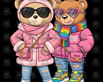 Luxury Designer Teddy Bear Teddies PNG: Urban Streetwear Art (Digital Download) - SVG - PDF Print