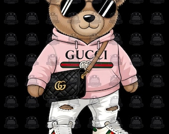 Luxury Designer Teddy Bear PNG: Urban Streetwear Art (Digital Download) - SVG - PDF Print File