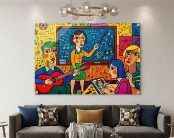Colorful Music Classroom Acrylic Wall Art | Modern School Classroom Decor | Music Teacher Wall Art for Music Room, Studio & Kids Playroom
