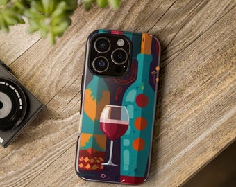 Fundas resistentes para amantes del vino, funda artística para teléfono, funda para vino, regalo único de vino, funda protectora para teléfono