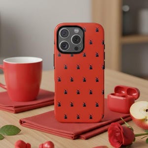 Japanese Art Phone Case, Red Graphic, Modern Design, Minimalist, Kimono Print, Kawaii, Ukiyo-e Inspired, Zen Style, Slim Protective Cover