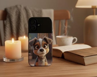 Cartoon Hund Handyhülle, Süße Welpe Art iPhone Hülle, personalisiertes Hundegeschenk, Haustierportrait, Tierliebhaber Handyaccessoire, Einzigartige Haustierkunst