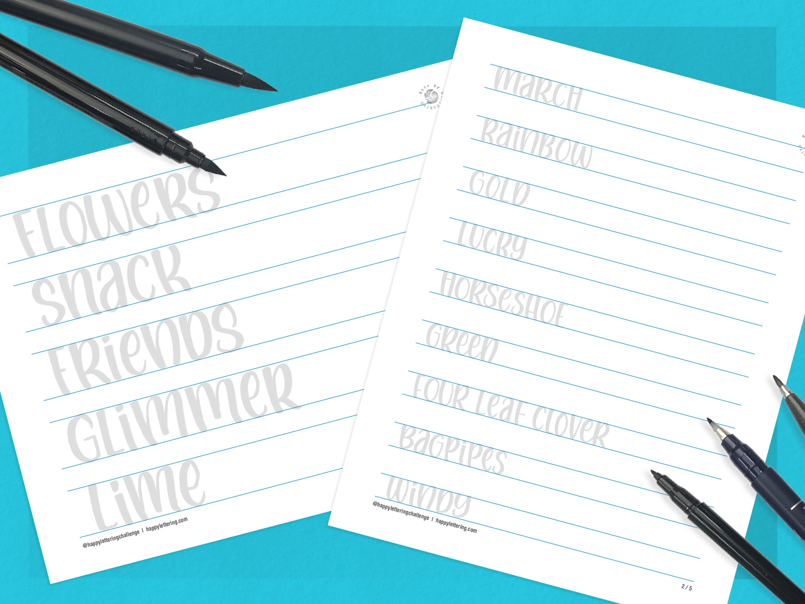 March 2022 Practice Sheets For Happy Lettering Challenge | Etsy Hong Kong