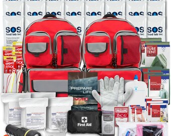 Family Survival Kit - 4 Person | 72 Hour Bug Out Bag / Survival Kit with First Aid, Food, Water & Emergency Supplies for Natural Disasters