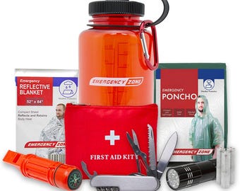 Ultimate Basic Survival Bottle Kit - Compact Emergency Hiking / Camping Bottle with First Aid & Survival Tools for Any Adventure / Emergency