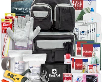 2 Person Urban Survival Bug Out Bag / Go Bag - Emergency Kit with Emergency Supplies, First Aid, Food, Water for Disasters