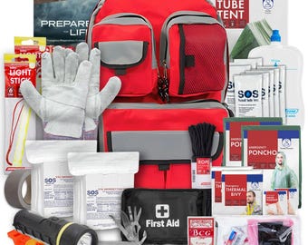 Family Survival Kit - 2 Person | 72 Hour Bug Out Bag / Survival Kit with First Aid, Food, Water & Emergency Supplies for Natural Disasters