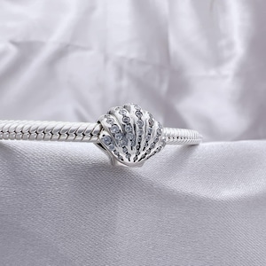 DYI shell charms, Pandora sterling silver beads, birthday gift for her, suitable for bracelet accessories