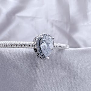 Perles en forme de larme brillantes en argent S925, bracelet Pandora DIY avec perles