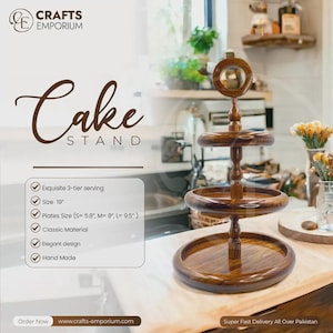 3-Tier Wooden Cake Stand - Rustic Cupcake Stand for Weddings, Parties, Home Decor, Dessert Table, Bakery Display Tray