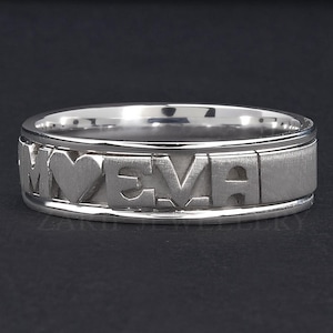 Mens Womens Personalized Wide Silver Ring