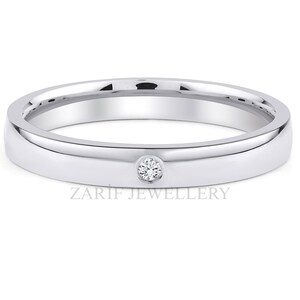 Alliance solitaire pour femme avec pavé de moissanite, argent 925 fin or blanc 14 carats et platine 950 et bague d'espacement, cadeau Saint-Valentin