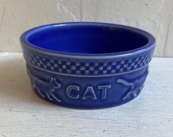 Vintage Blue "Mulligan" Longaberger Cat Bowl, Ceramics, Pet Food