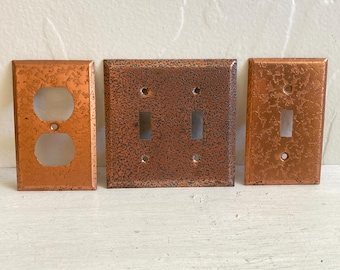 Set of 3 Copper Metal Light Switch/Outlet Covers, Two Switch/Two Plug, Electrical