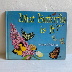May include: A children's book titled "What Butterfly is It?" features a blue cover with yellow text and illustrations of butterflies and pink flowers. The author's name, Anna Pistorius, is also on the cover.