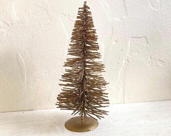 Vintage Wooden Tabletop Christmas Tree, Bottlebrush Tree, Holiday Decor