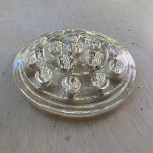 Vintage Large Glass Flower Frog, Floral Arrangement, Home Decor, Clear Glass, Dried/Fresh Flower Decor, Vase, Summer Gift, Housewarming