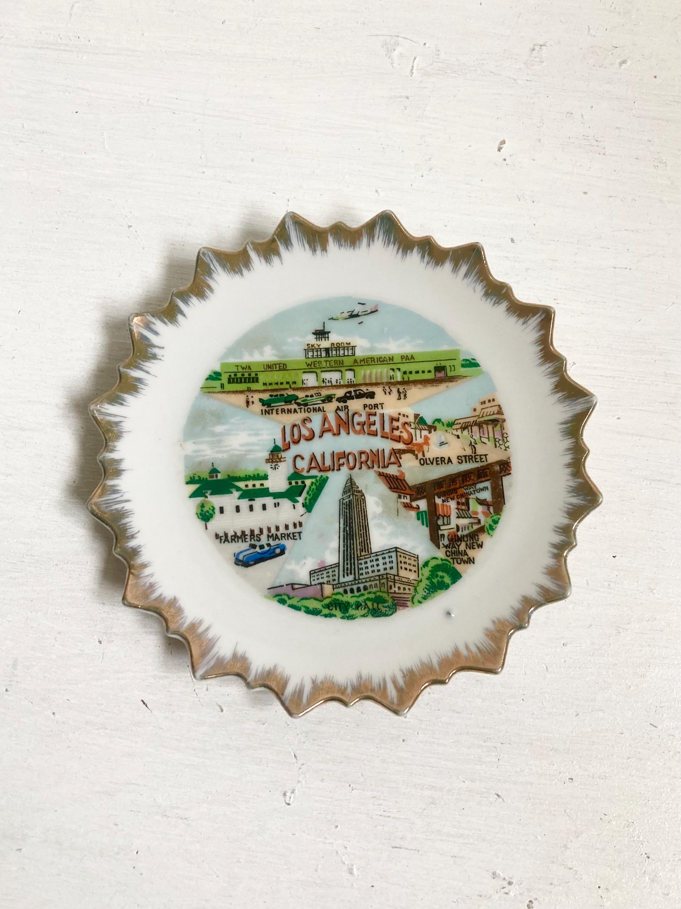 Vintage Los Angeles California Plate, Bradley Collectible Hanging Plate, Made in Japan, Olivera Street, The Grove Farmer's Market, Wall Art