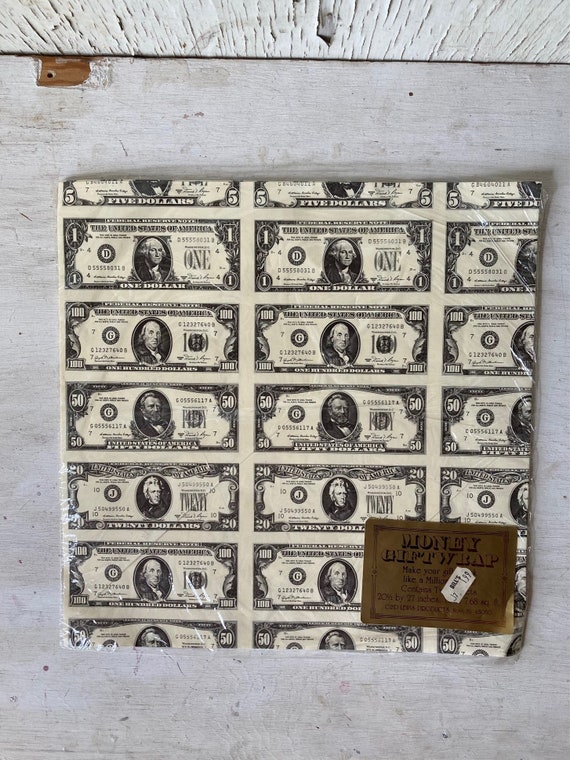 Vintage Money Gift Wrap, Wrapping Paper, Money, Ben Franklin