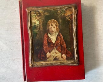 Diccionario inglés vintage, retrato infantil de arte popular, decoración gótica de Halloween