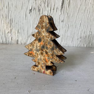 porte-recettes vintage avec pince à linge arbre à feuilles persistantes, fait main, art populaire, décoration de cuisine/maison, forêt, clip, présentoir, style années 1970, papier marbré