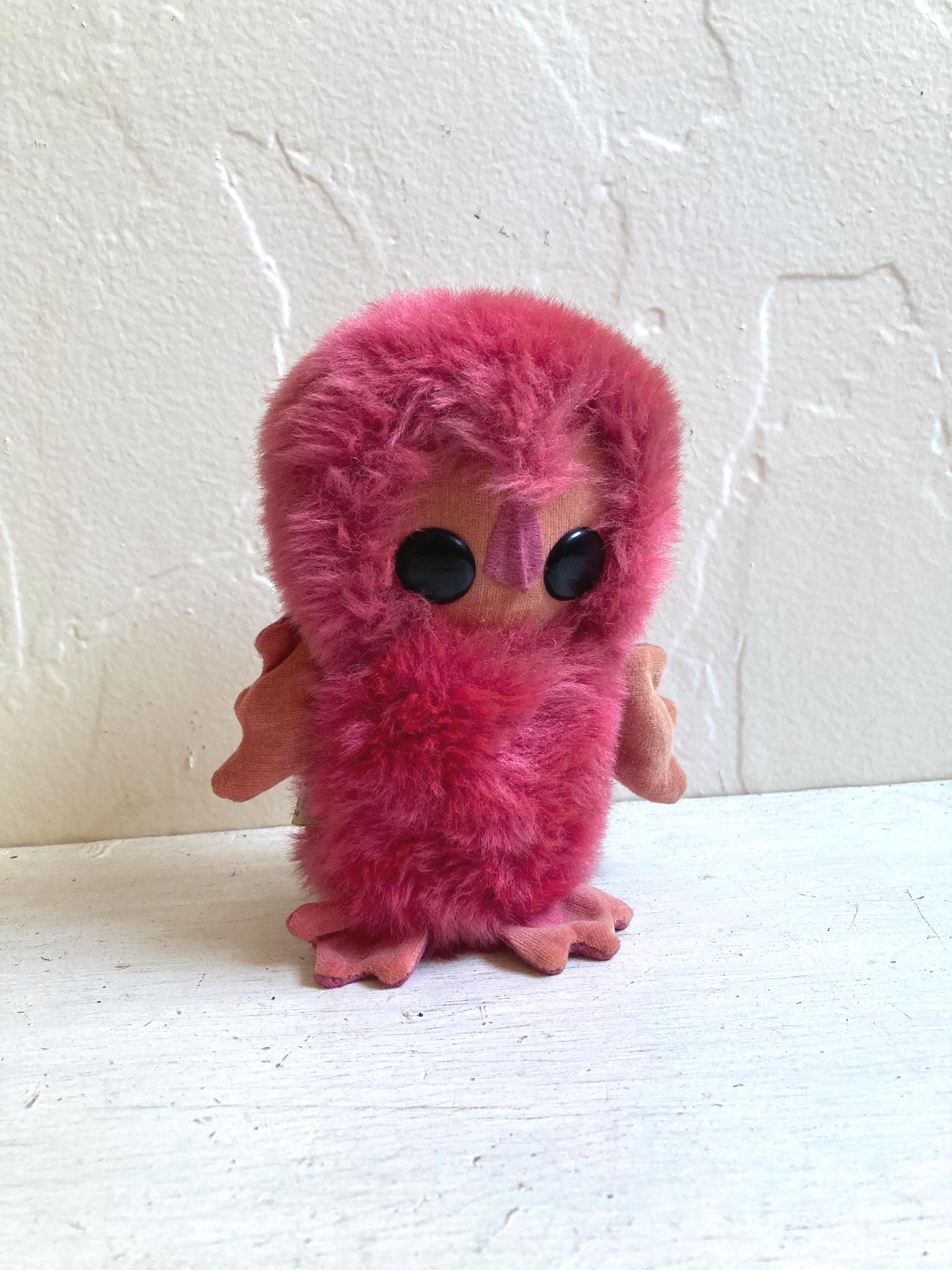 Vintage 1960's Kamar Pink Plush Owl, Made in Japan, "Wee Hours", Cute