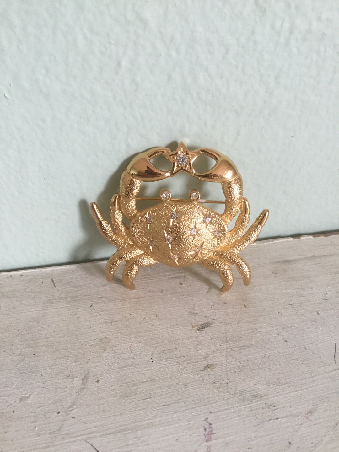 Vintage Christian Dior Cancer Crab Brooch Astrology Zodiac Sign Costume Jewelry Pin Gold 1980s Fashion Accessories Birthday Gift Etsy