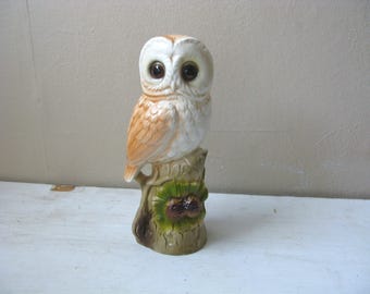Vintage Owl Figurine, Norleans, Japan, Barn Owl, Pinecone, Knick Knack, Halloween Decor, Fall, Bird, Forest Animal, Mid-Century