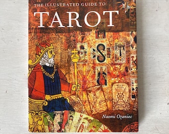 Libro "Tarot" de Naomi Ozaniec, años 90, místico, mágico, adivinación, guía práctica, arte e historia, diseño gráfico, regalo.