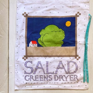 Vintage 1980’s Lillian Vernon Salad Greens Dryer Bag, Kitchen Accessories, Produce, Garden Gift, Farmers Market, Storage, Zero Waste, 1987