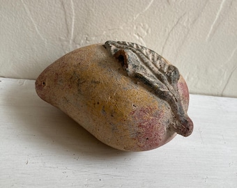 Vintage Large Mango Sculpture, Fruit Home Decor, Mexican Artwork, Farming, Gardening, Rustic