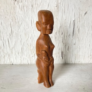 Vintage Wooden Mother and Child Sculpture, African Style, Handmade Carving, Figurine, Folk Art, Fertility, Mother&#39;s Day, Unique, Rare Find