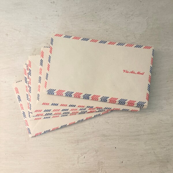 Vintage Air Mail Paper Envelopes, Red/White/Blue, Ephemera, 1960's, Airplane Culture, Mid-Century, Party Favors, Invitations, Letters