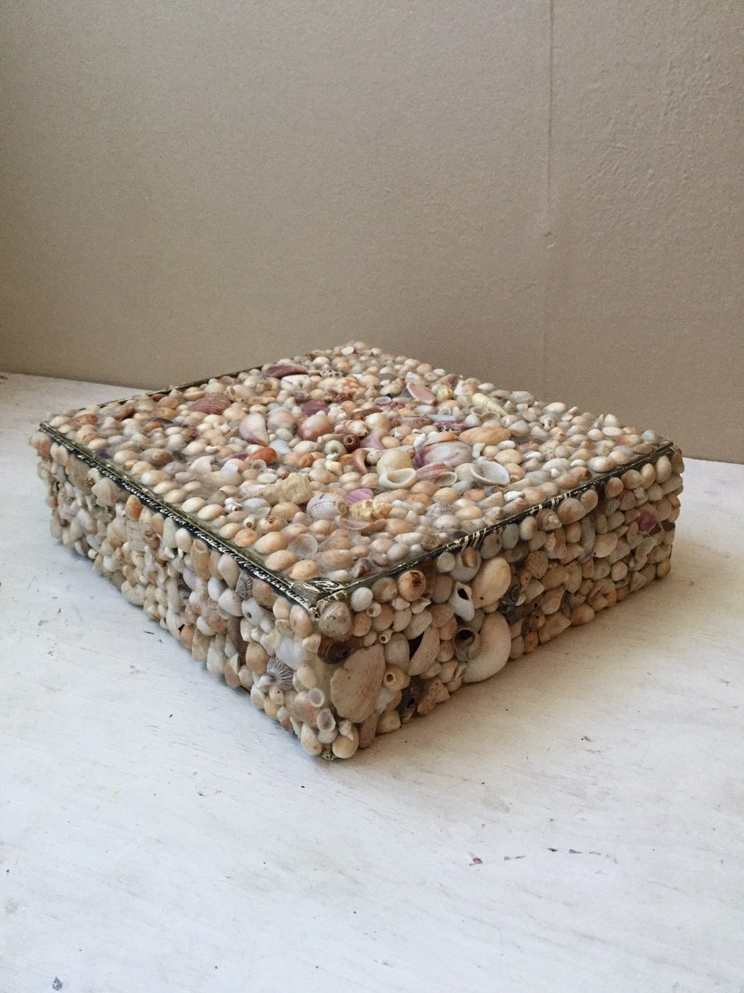 Vintage Handmade Shell Box, Folk Art, Cigar Box, Seashells, W M Allen ...