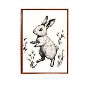 Vintage Bunny Print | Neutral Cottagecore Nursery Decor | Antique Easter Bunny Print | Digital Download