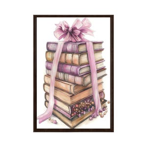 Printable Book Lover Art | Stack of Books Painting for a Beautiful Apartment | Digital Download