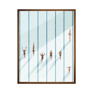 Swimming Pool Art Print | Minimalist Chic | Blue Summer Poster Deco Style | Bathroom Decor
