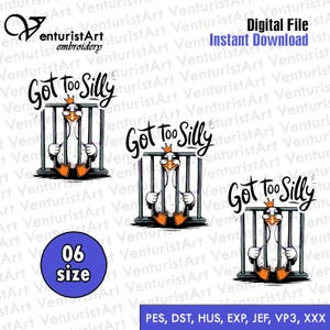 Funny Goose Embroidery Design: Silly Animal Machine File (Instant Download)