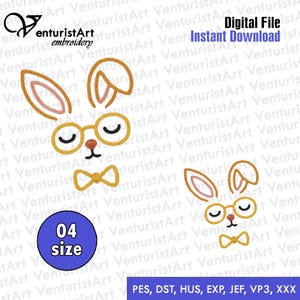 Easter Bunny Machine Embroidery Design - Cute Bunny Ears, Instant Download