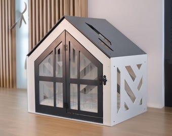 Modern Dog House Indoor, Wooden Dog Crate with Doors, XL Dog Bed Furniture, Luxury Dog Kennel, House Dog Crates for Corner, Gift for Dogs