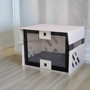 Moderne Hundekiste Möbel Weiß, Luxus Hundebett Große Hunde, Hundehütte aus Holz Indoor Groß, Hundehütte für den Innenbereich, Hundekäfig Indoor