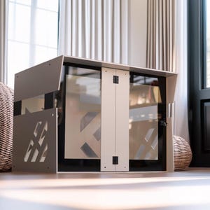 White Dog House Indoor, Luxury Pet Beds, Wooden Dog Crate Furniture Crate, Modern Dog Crate Large, Dog Kennel for 2 Dogs, Indoor Dog House