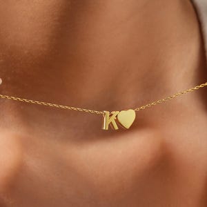 Colar com inicial de coração, colar com inicial personalizada, colar com inicial personalizada, pingente romântico com inicial, colar com letra, pingente com letra