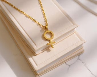 Collar con símbolo femenino, collar con igualdad de género, collar con dije feminista, collar con símbolo de Venus, regalo para ella, colgante con símbolo femenino