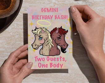 Funny Gemini Birthday Card – Zodiac Astrology Greeting Card, Gemini Gift for Her, Air Sign Humor