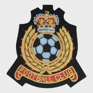 Football Club Vintage Blazer Badge Bullion Wire Hand Embroidered Royal Blazer Patch , Sew on, Pocket size, Royal Crest